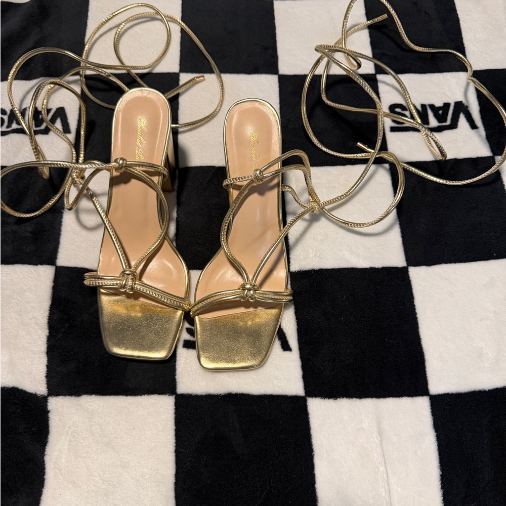 Chic Gold Strappy Heels